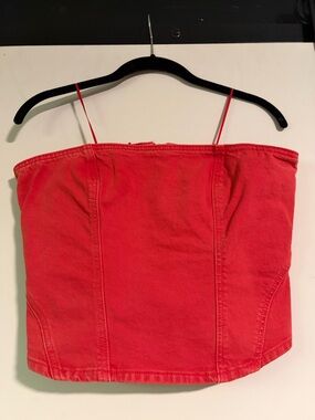 Universal Thread Red Strapless Crop Top with Thin Straps